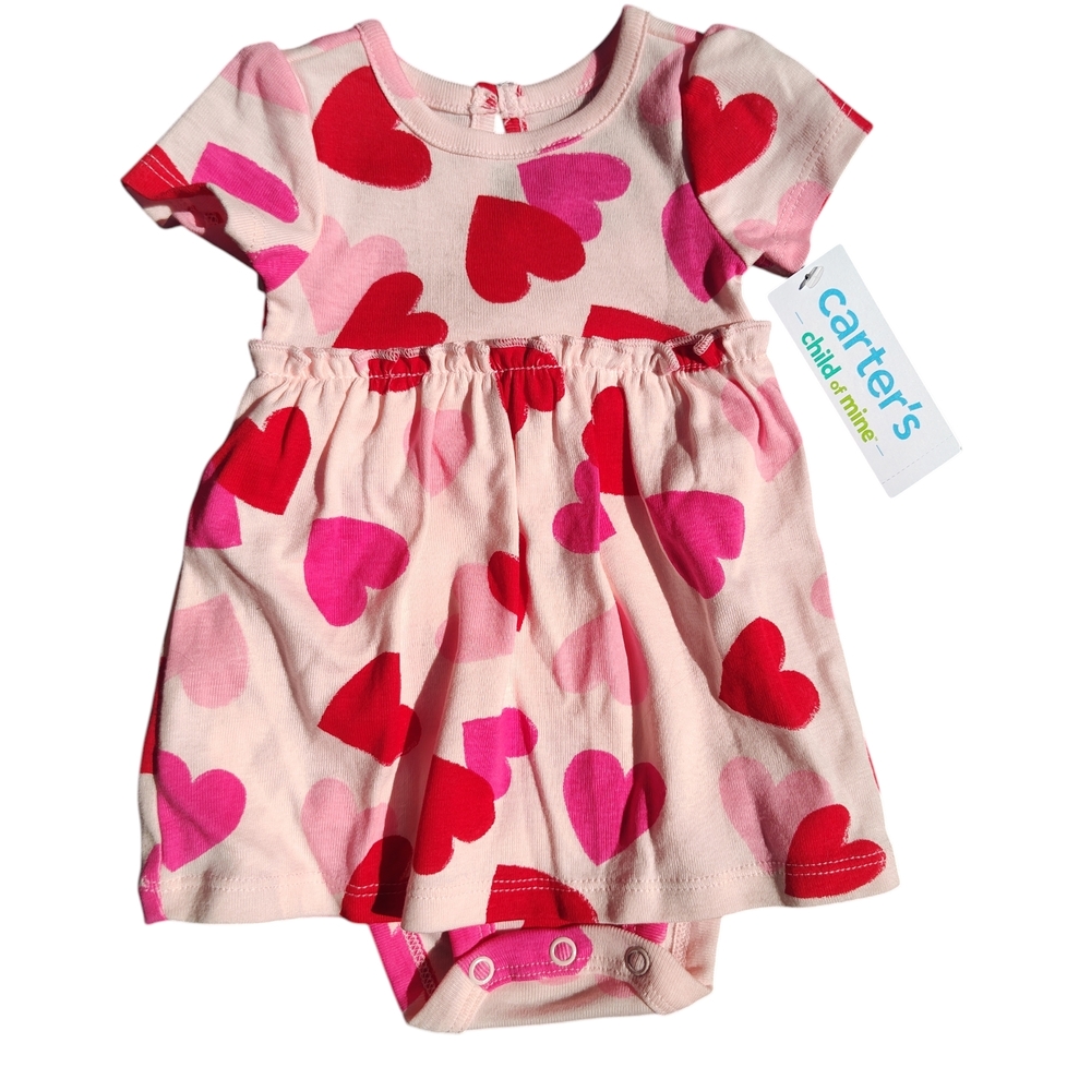 Carter's Pink and Red Heart Baby Dress